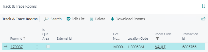 Track & Trace Rooms Page